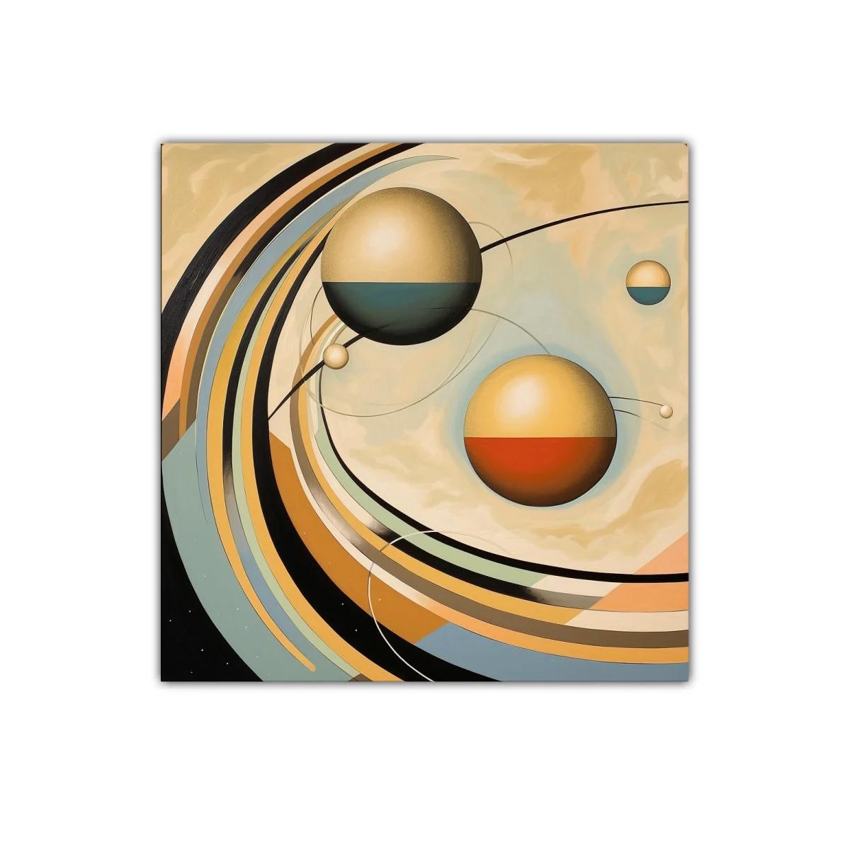 Composición abstracta con esferas y líneas onduladas — miniatura 1