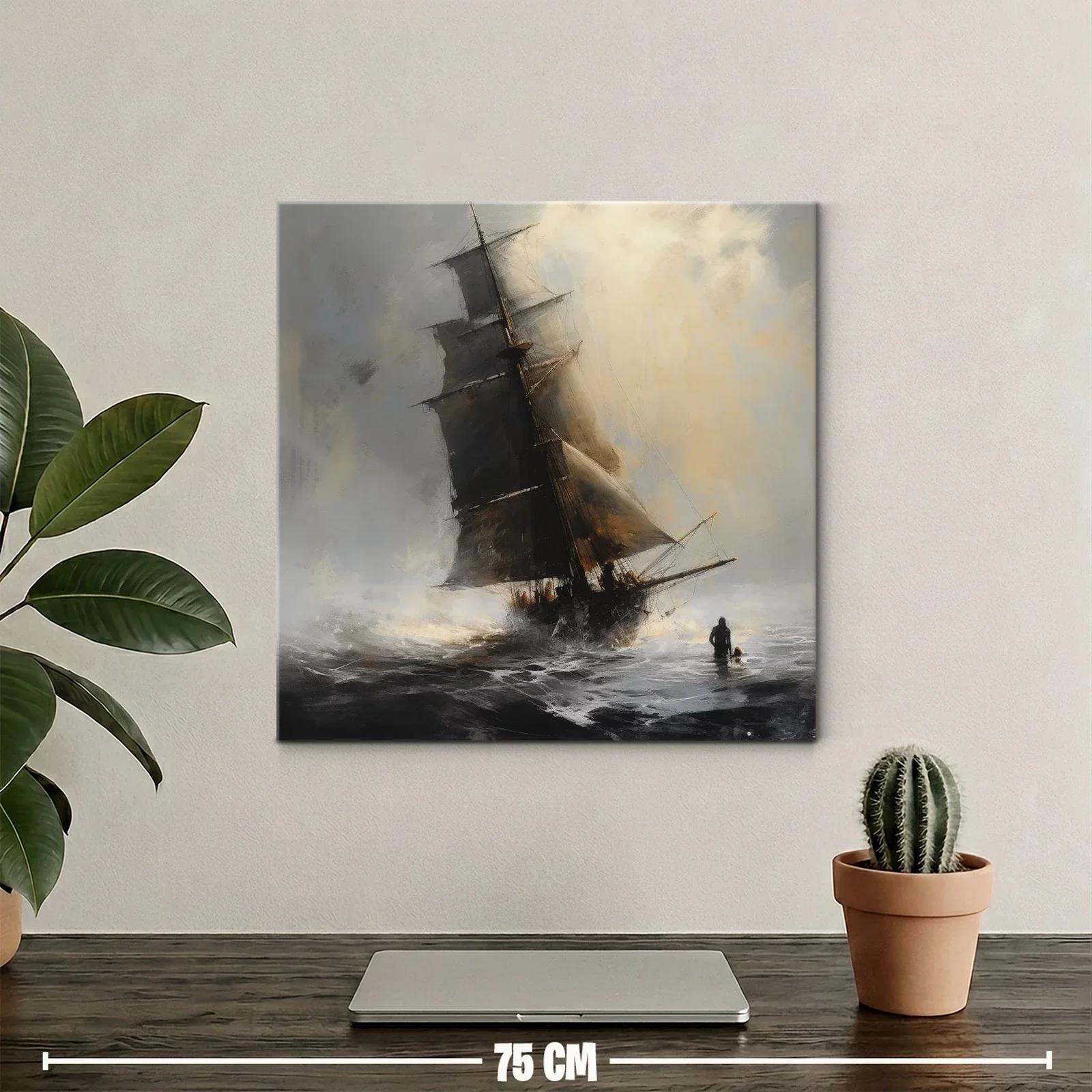 Navegación en la tormenta con silueta y mar agitado — miniatura 2