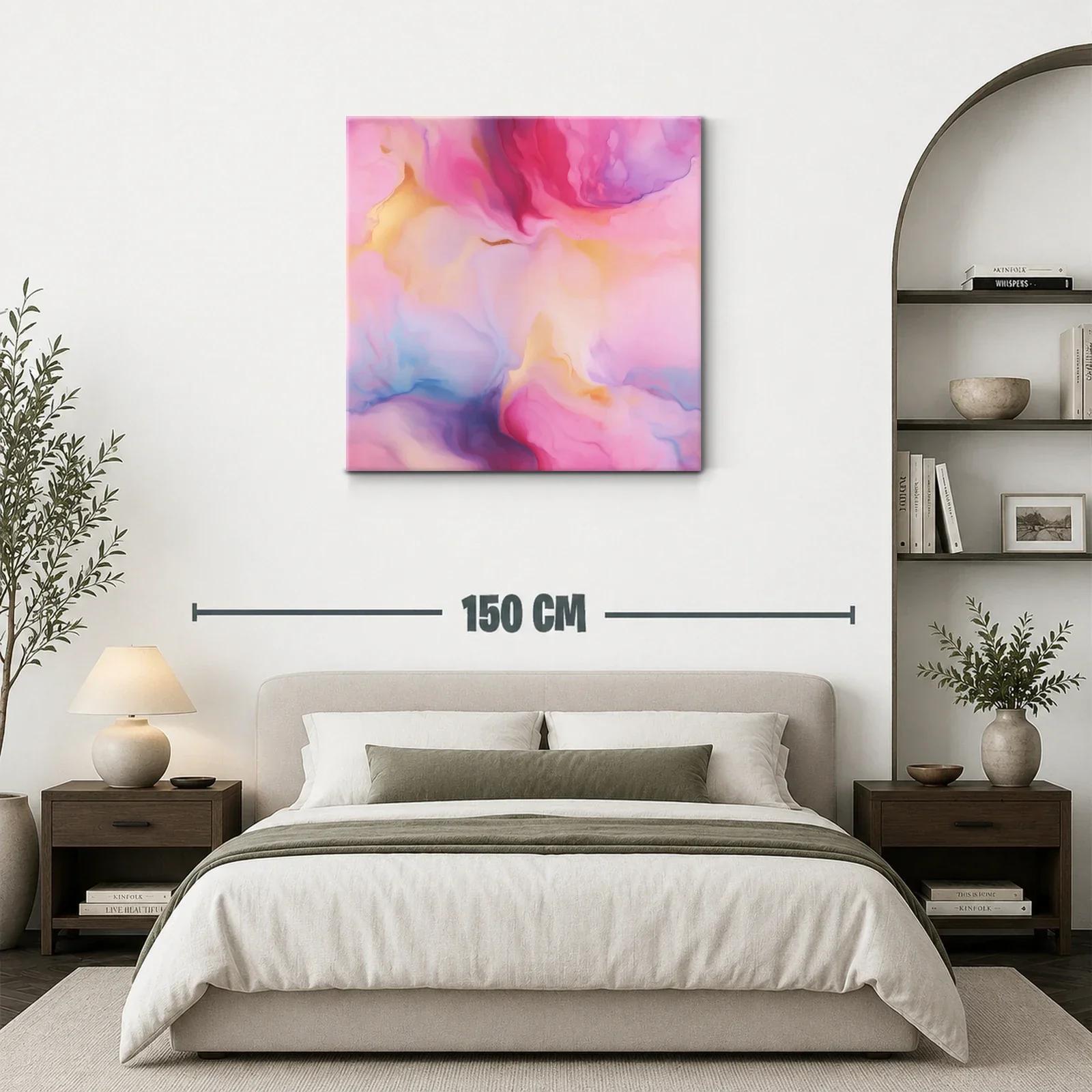 Cuadro abstracto con tonos rosas y dorados delicados — miniatura 3