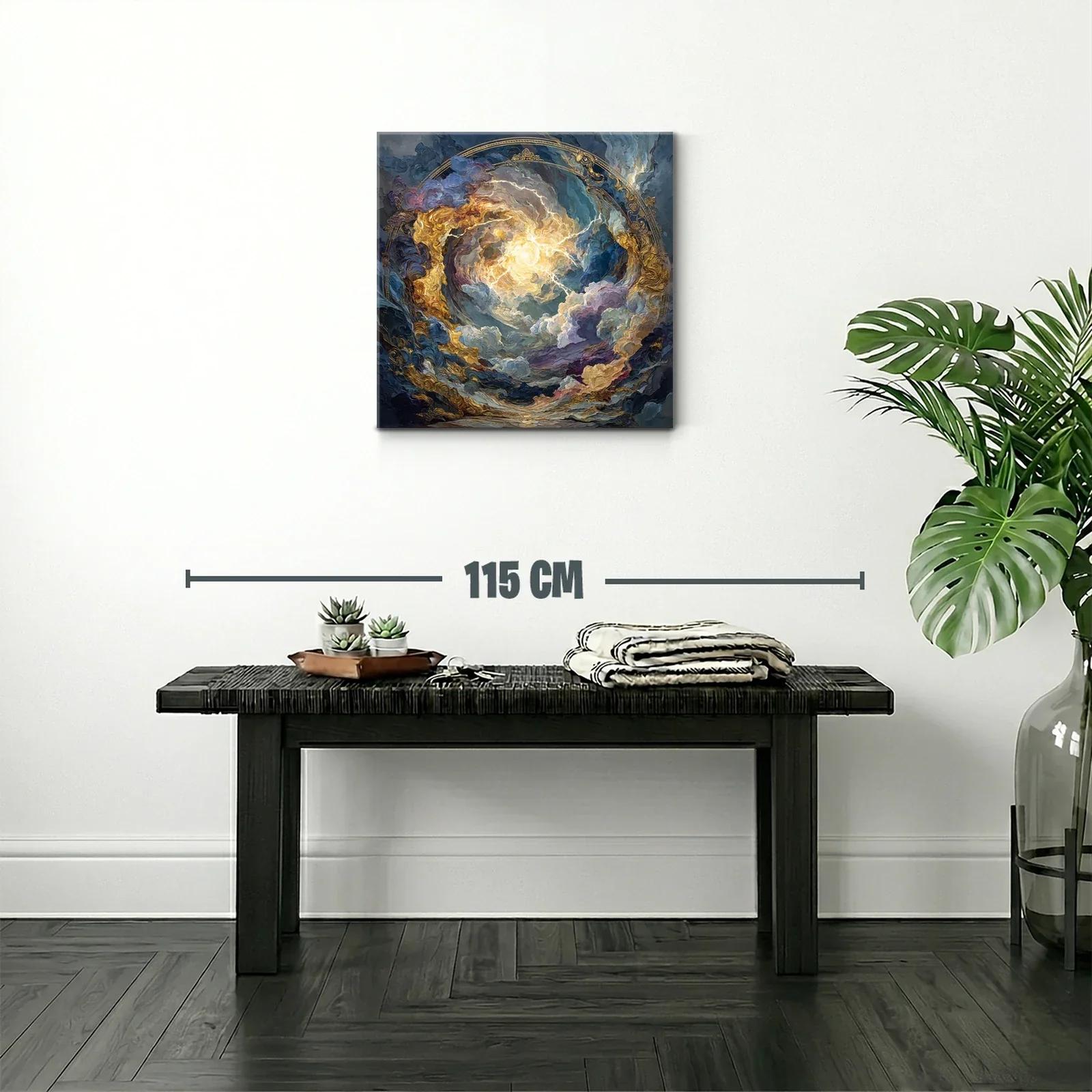 Cuadro celestial con vibrantes destellos dorados y azules — miniatura 2
