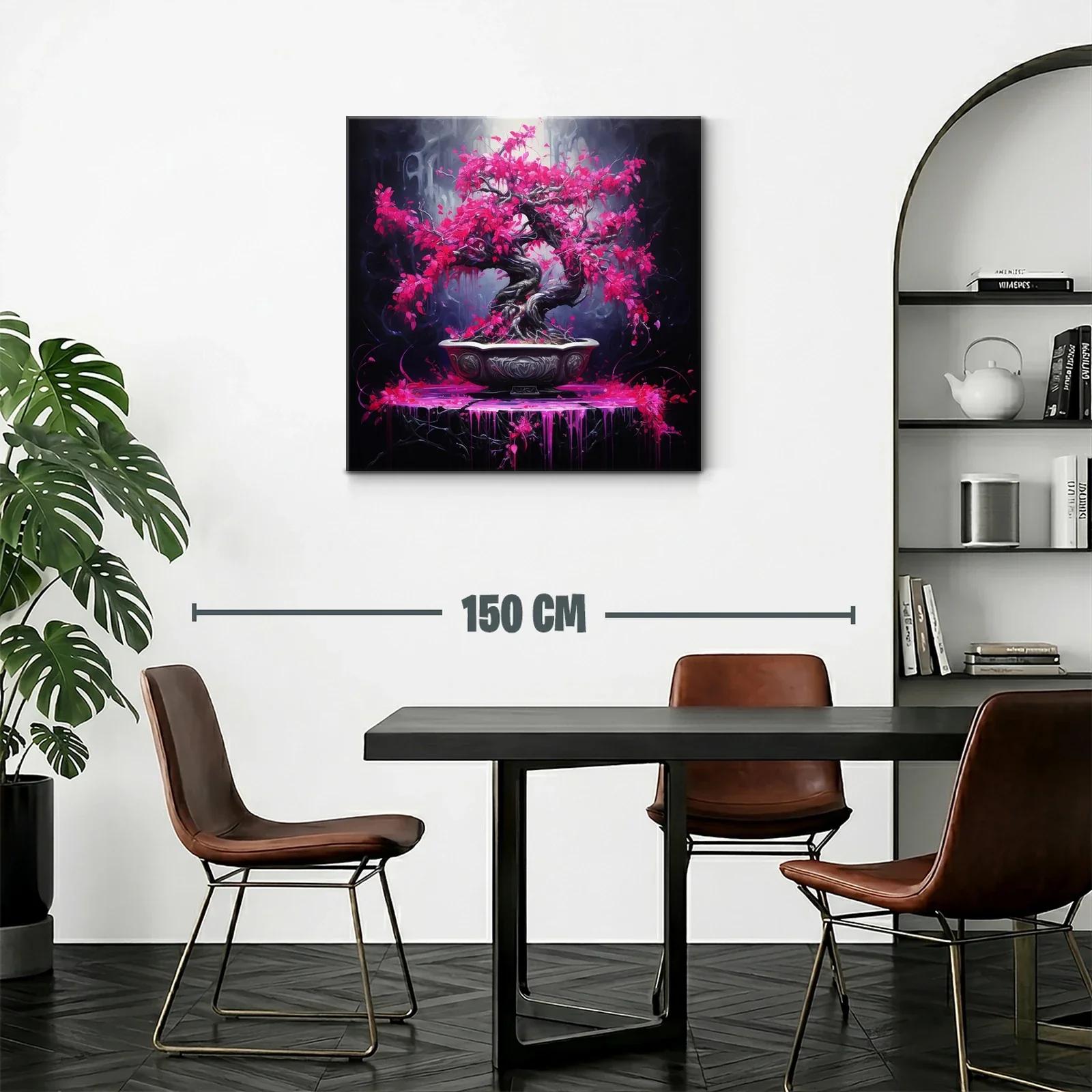 Bonsái vibrante con hojas fucsias en contraste oscuro — miniatura 2
