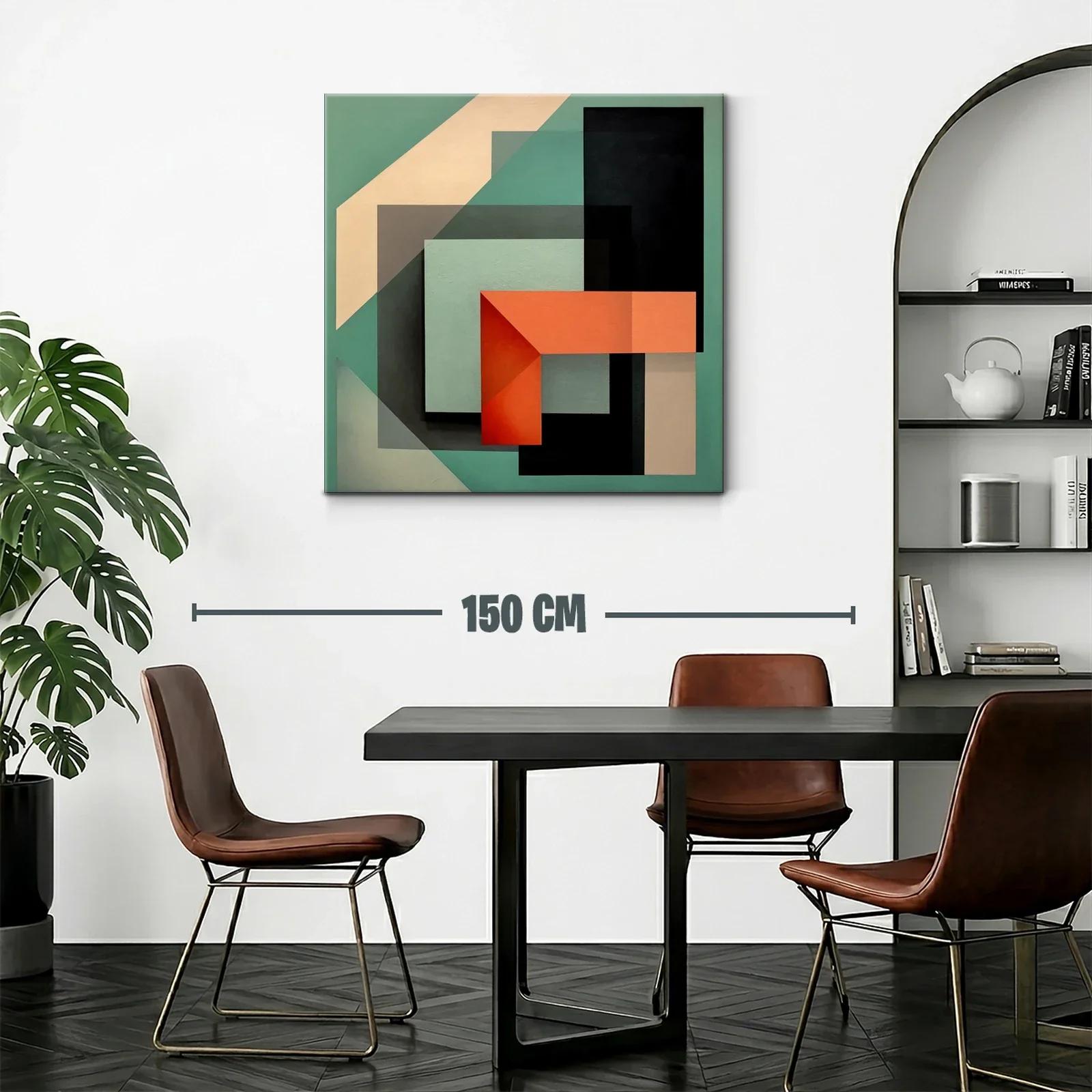 Composición geométrica en tonos cálidos y verdes — miniatura 2