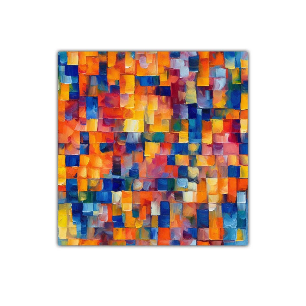 Cuadro abstracto con vibrantes tonos cálidos y fríos — imagen principal