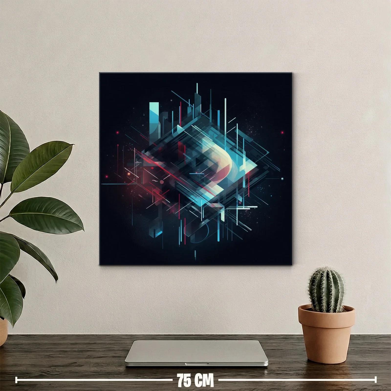 Cuadro abstracto con formas geométricas y contrastes luminosos — miniatura 2