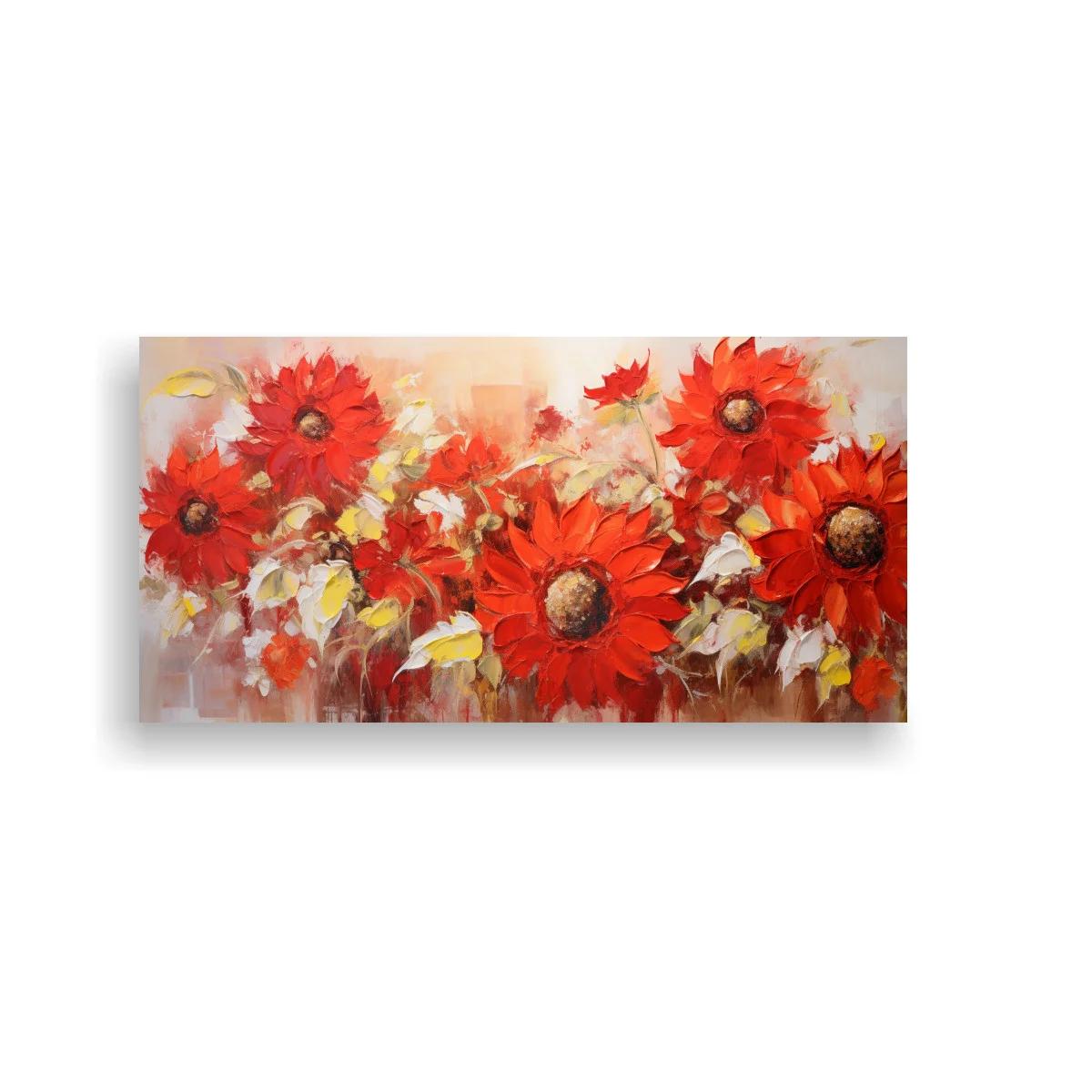 Cuadro girasoles rojos en franja continua — imagen principal