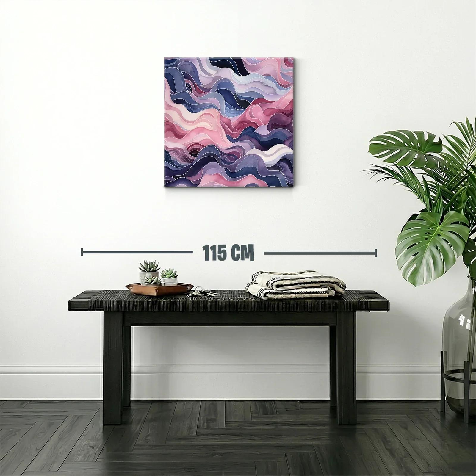 Cuadro abstracto elegante en tonos suaves y ondas fluidas — miniatura 2