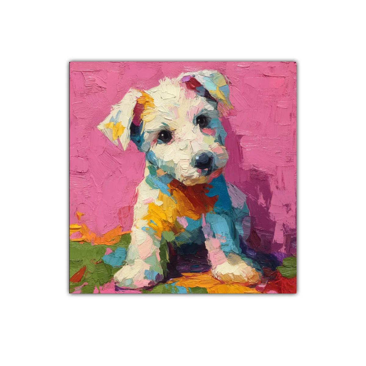 Perro en colores vibrantes con fondo rosa intenso — imagen principal