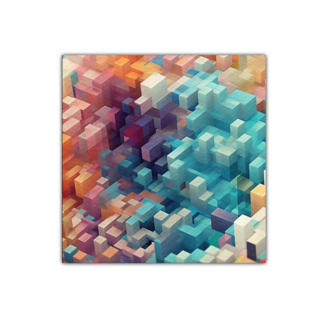 Composición abstracta de cubos en tonos vibrantes y pastel