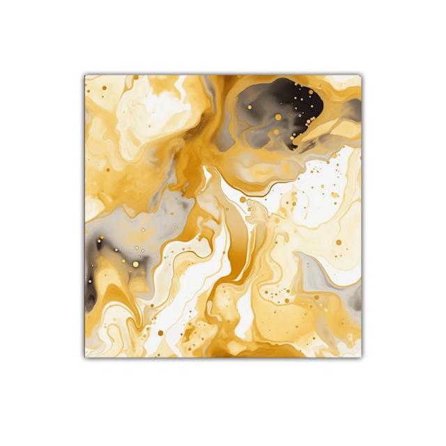 Composición abstracta en tonos dorados y grises fluidos