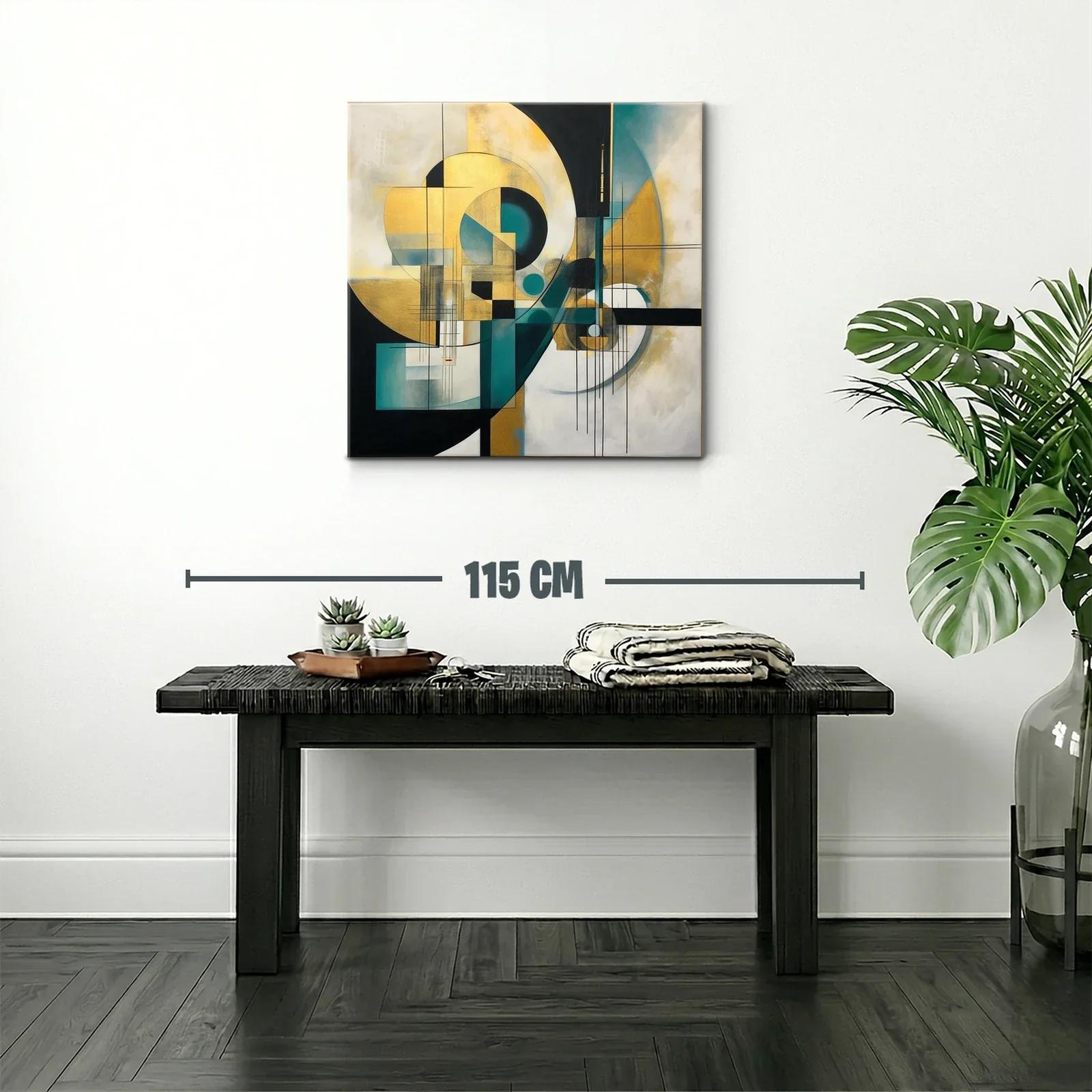 Composición abstracta en tonos oro y turquesa — miniatura 2