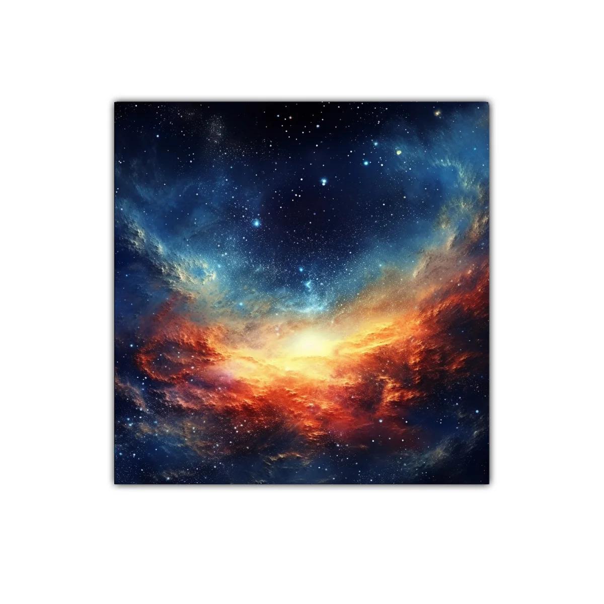 Cuadro decorativo con galaxia en tonos cálidos y fríos — imagen principal