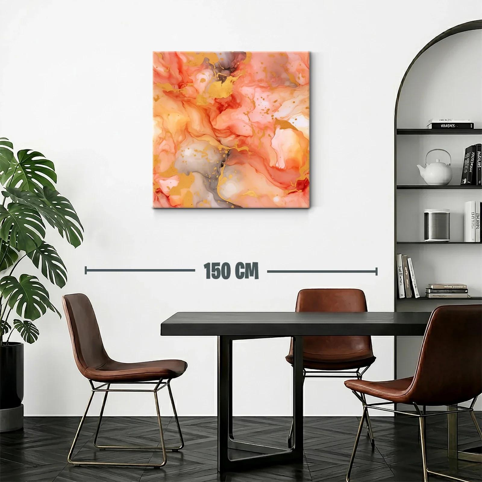 Cuadro abstracto con tonos cálidos y detalles dorados — miniatura 2