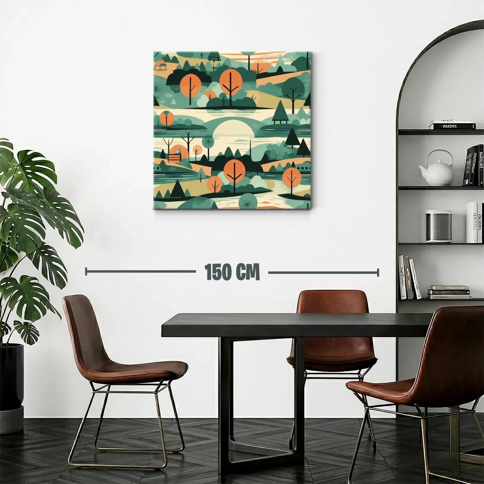 Paisaje sereno con árboles naranjas y tonos verdes suaves — miniatura 2