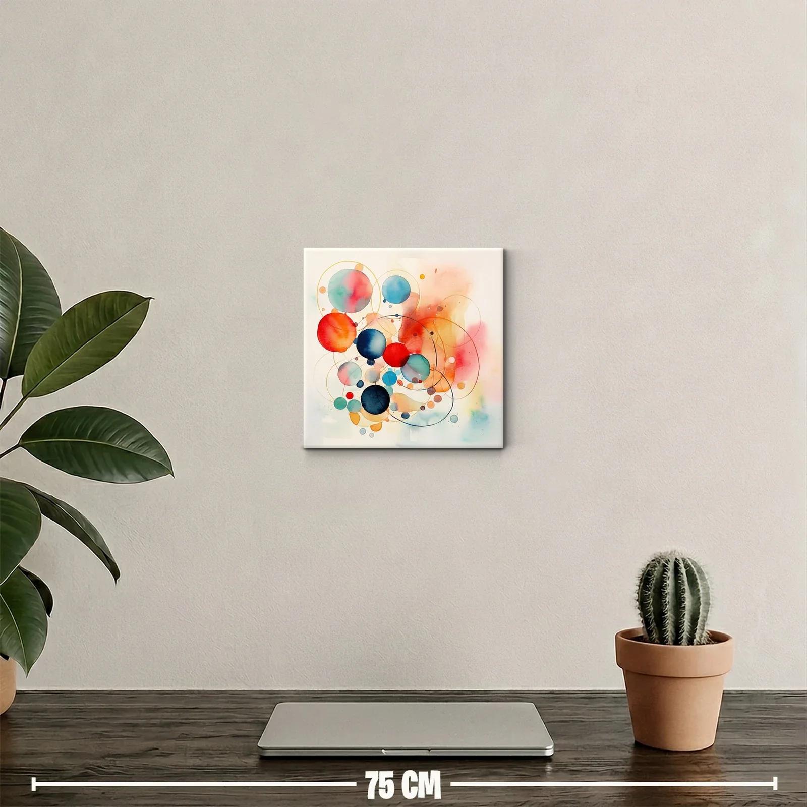 Composición abstracta con círculos coloridos y delicados trazos — miniatura 2
