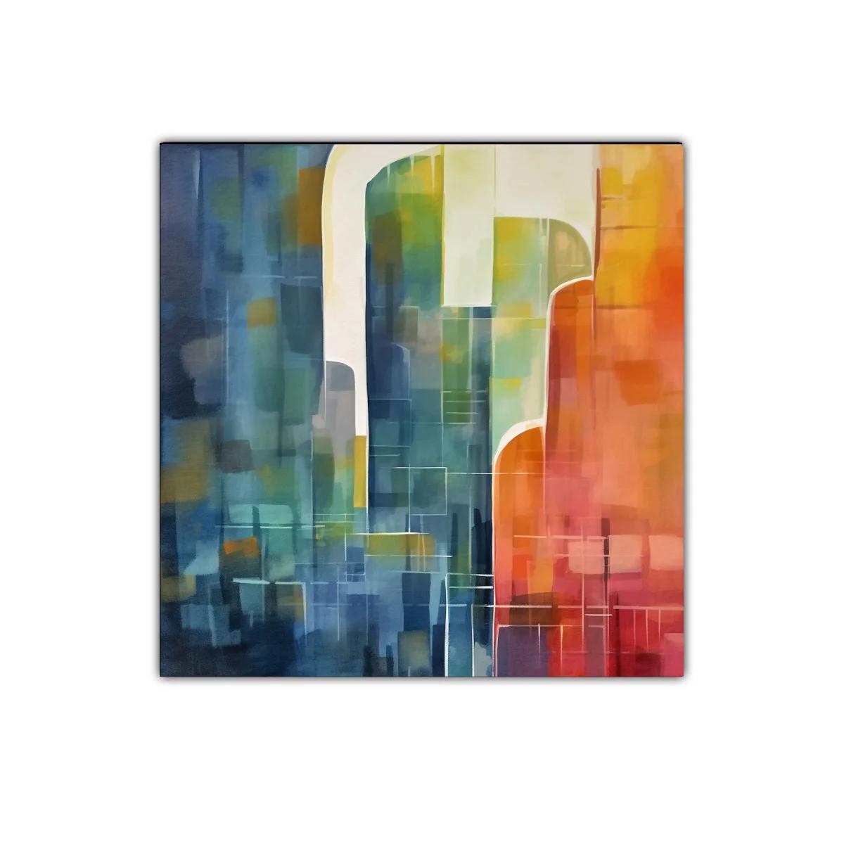 Cuadro abstracto con formas y colores vibrantes para decoración moderna