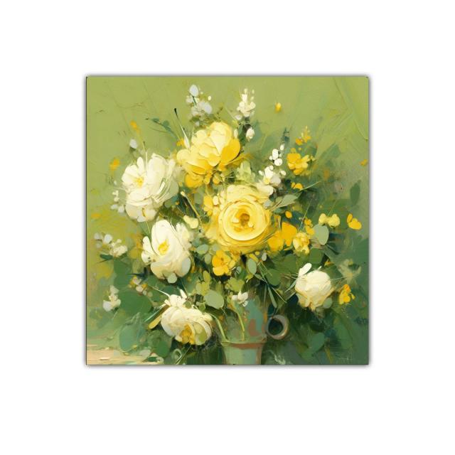 Cuadro floral con vibrantes tonos amarillos y verdes