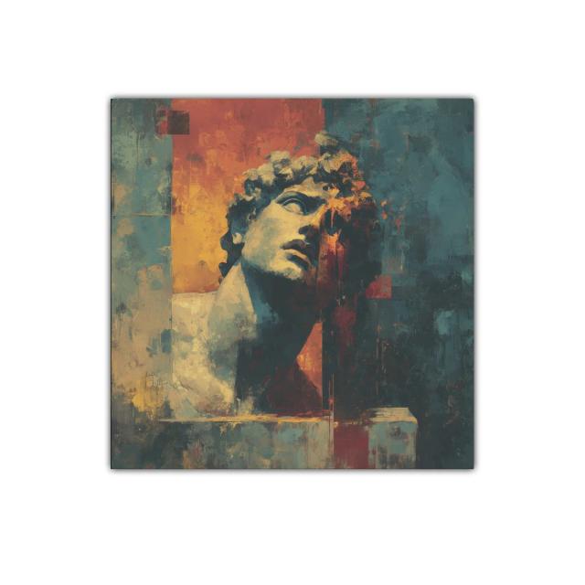 Rostro clásico entre luces cálidas y sombras profundas