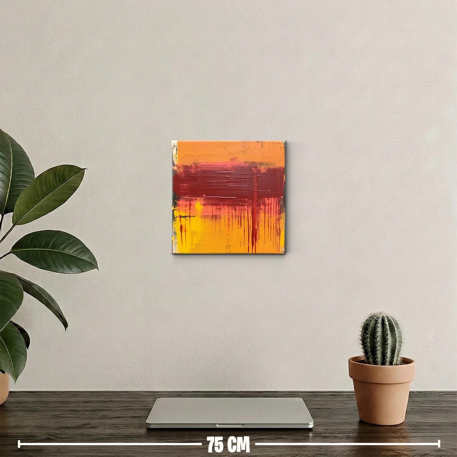 Cuadro Abstracto con Tonos Cálidos y Texturas Dinámicas — miniatura 2