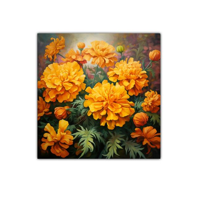 Cuadro con vibrantes flores naranjas que iluminan espacios