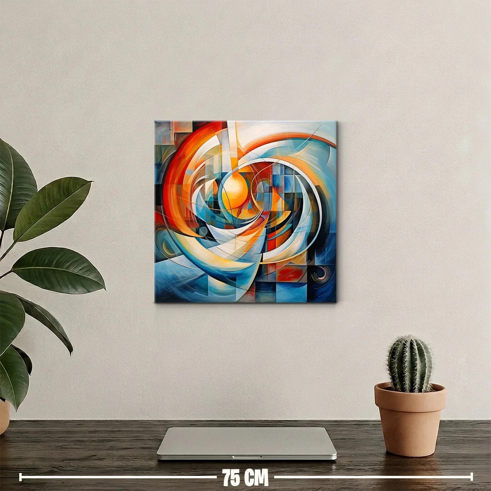 Composición abstracta con círculos y tonos cálidos y fríos — miniatura 2