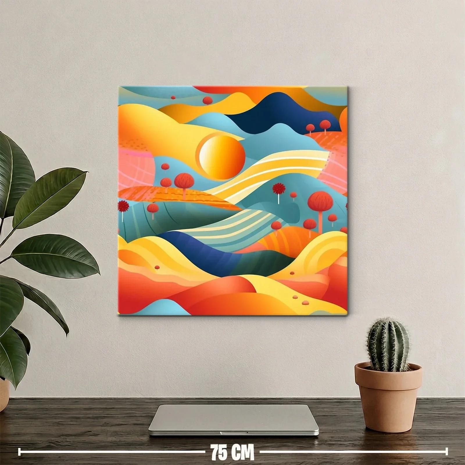 Paisaje abstracto en ondas cálidas y tonos vibrantes — miniatura 2
