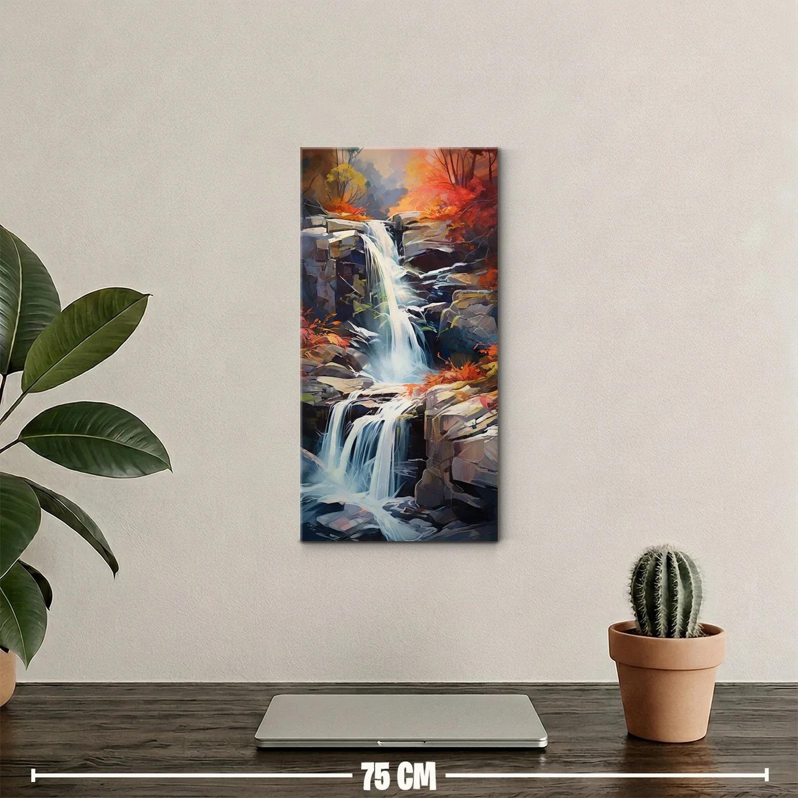 Cuadro cascada entre rocas y bosque otoñal — miniatura 2