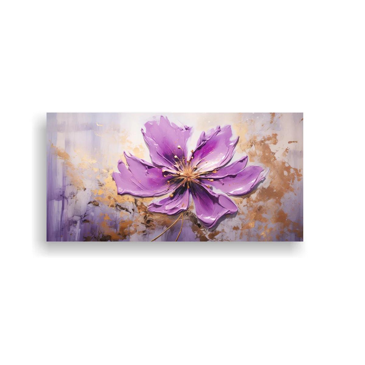 Cuadro flor morada de pétalos sueltos