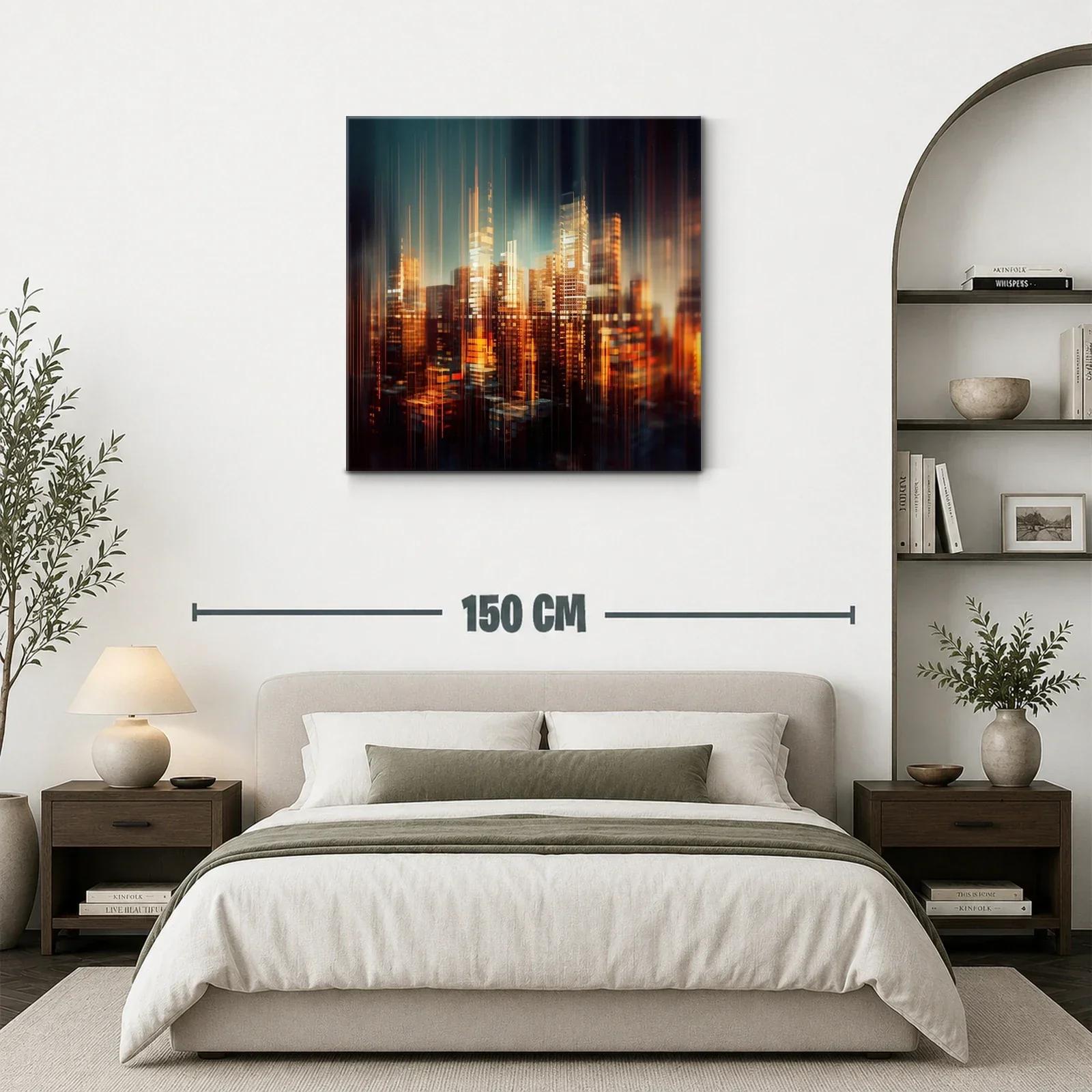 Ciudad luminosa abstracta con tonos cálidos y vibrantes — miniatura 3