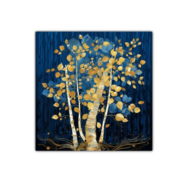Árbol dorado sobre fondo azul profundo