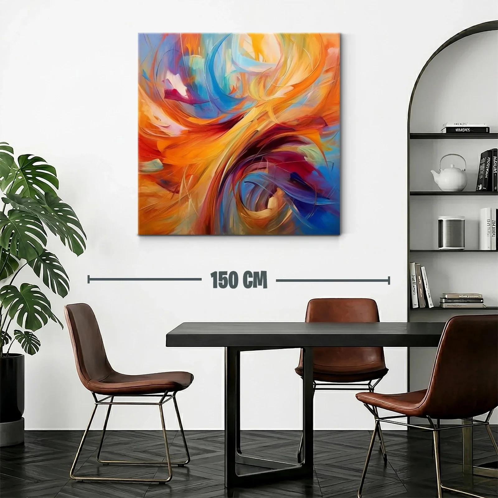 Cuadro abstracto vibrante con tonos cálidos y fríos — miniatura 2