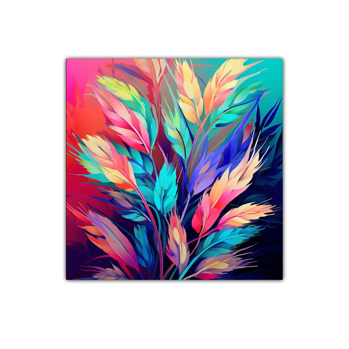 Cuadro Decorativo con Hojas en Tonos Vibrantes y Modernos — imagen principal