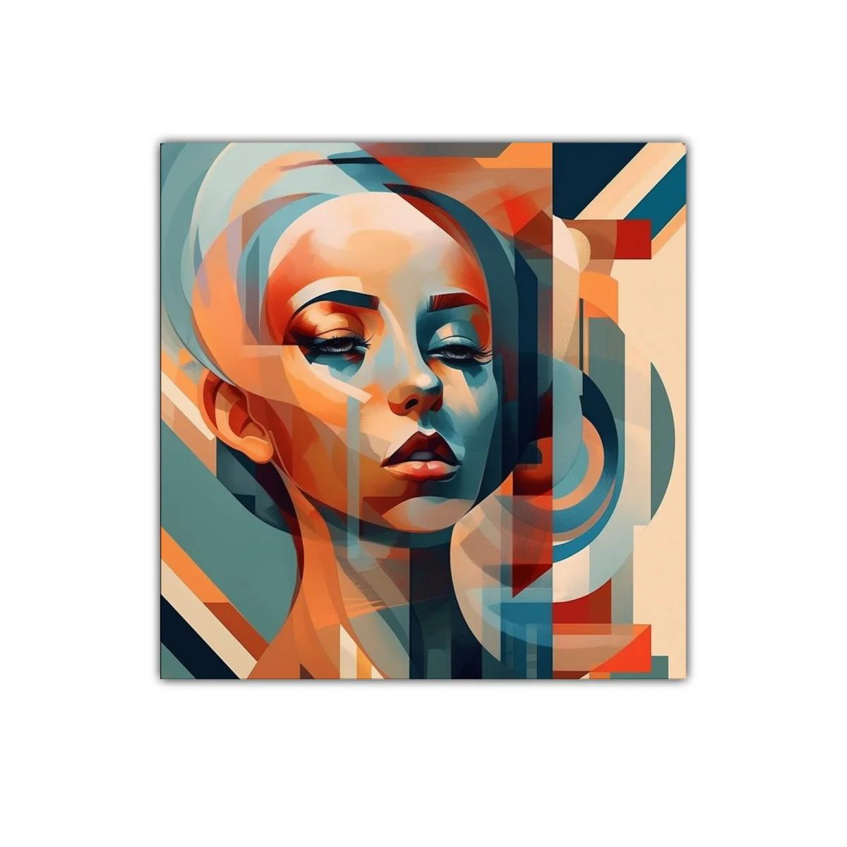 Retrato abstracto femenino con tonos cálidos y fríos — imagen principal