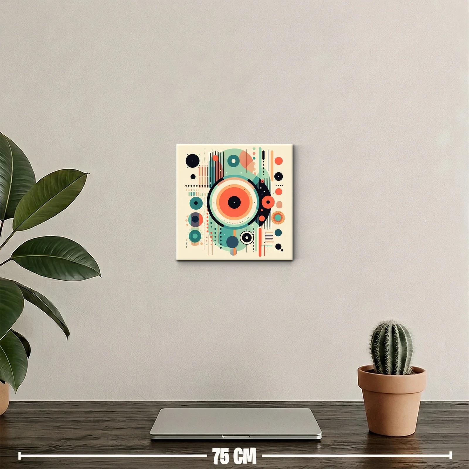 Cuadro Abstracto con Formas Circulares en Tonos Cálidos y Fríos — miniatura 2