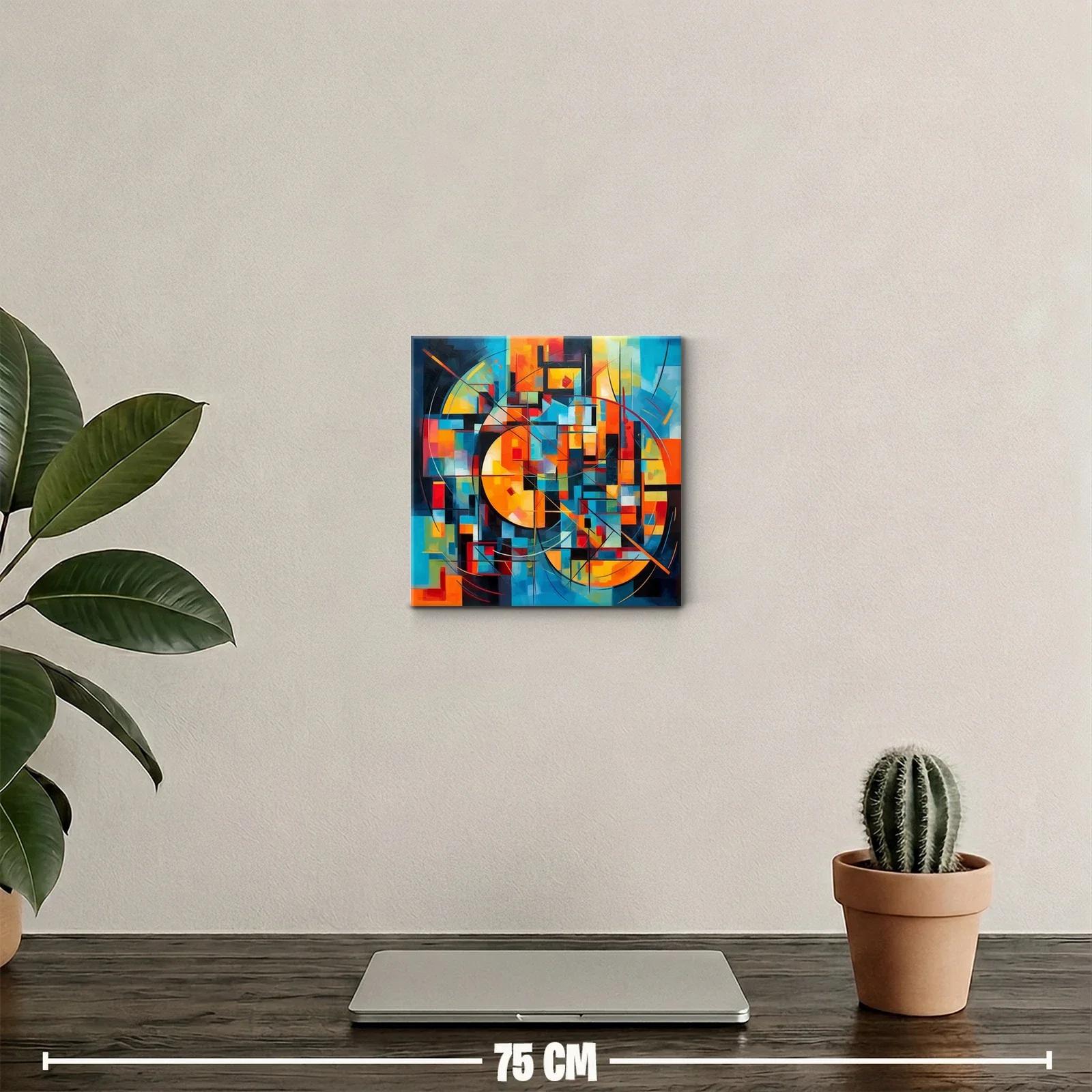 Composición abstracta en vibrantes tonos cálidos y fríos — miniatura 2
