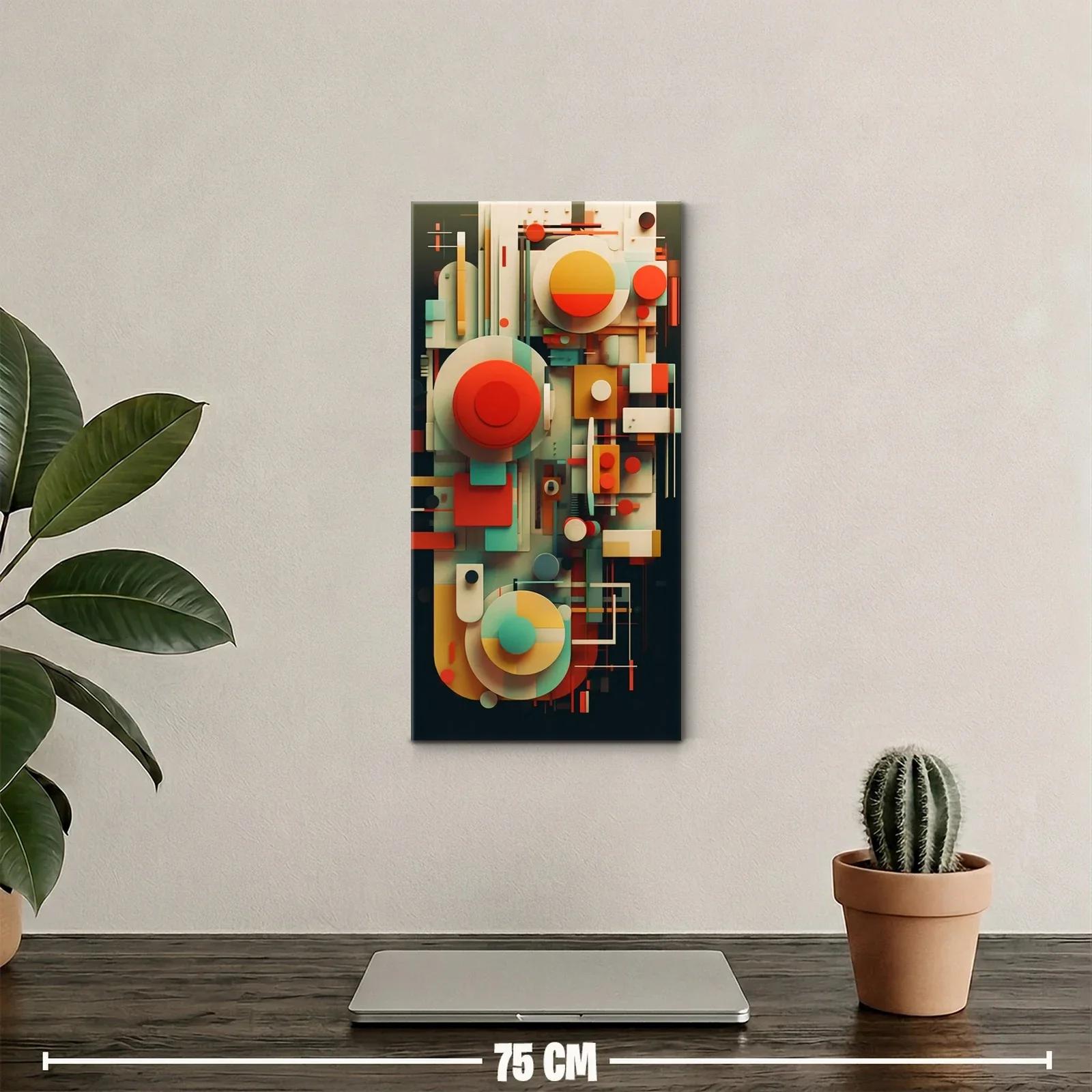 Cuadro geométrico de círculos superpuestos y relieve retro-futurista — miniatura 2