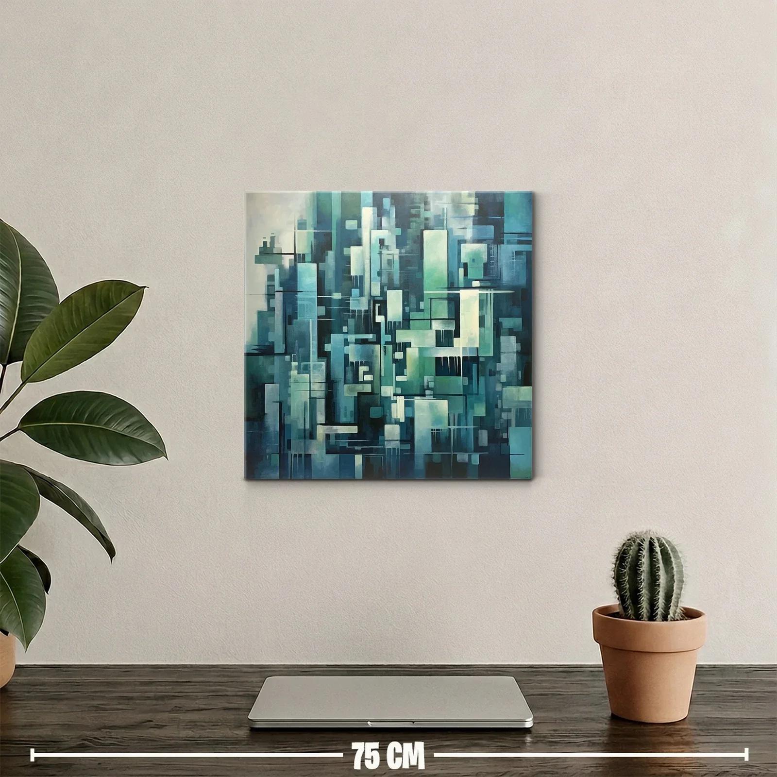 Composición abstracta geométrica en tonos azules y verdes — miniatura 2