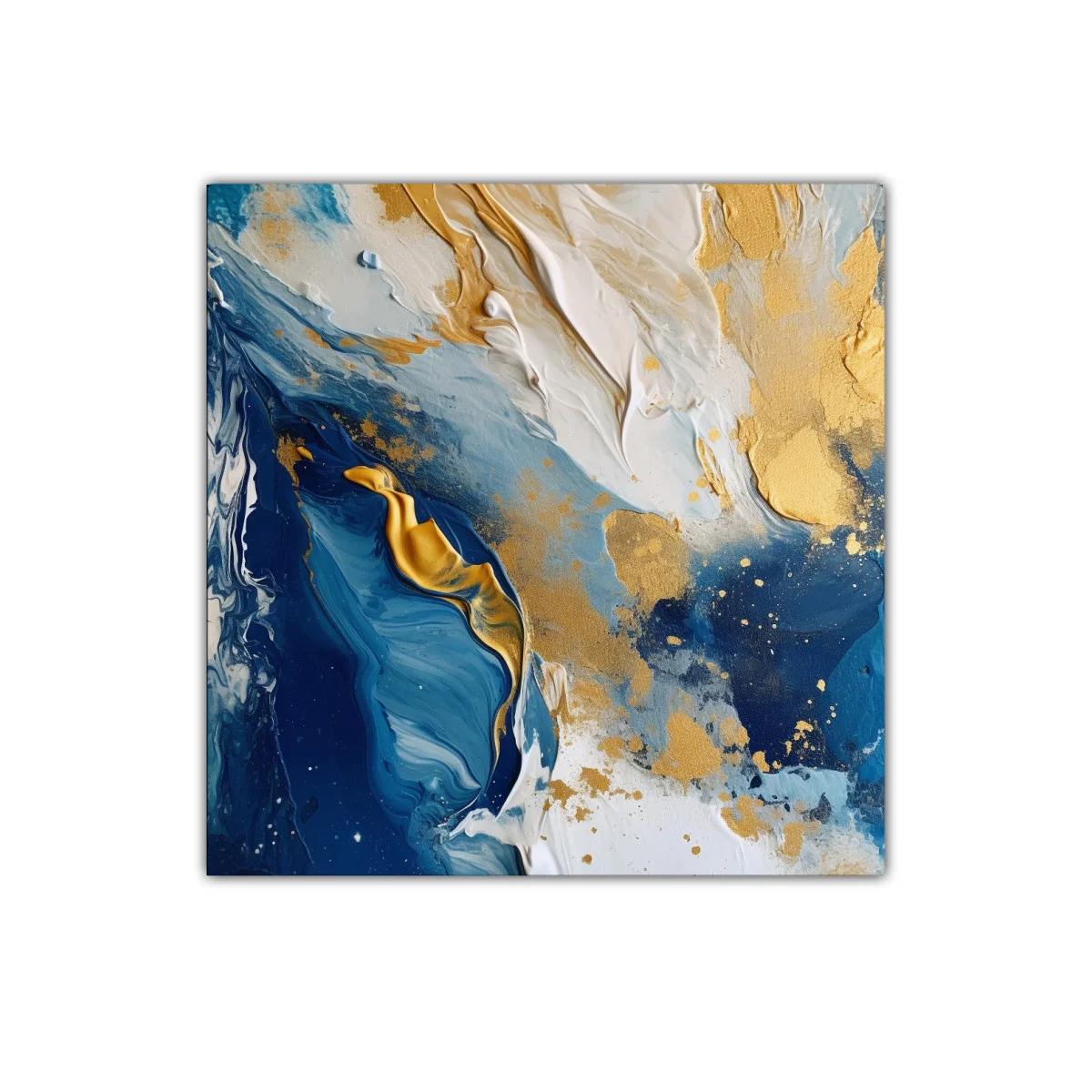 Composición abstracta en tonos azules dorados y blancos — imagen principal