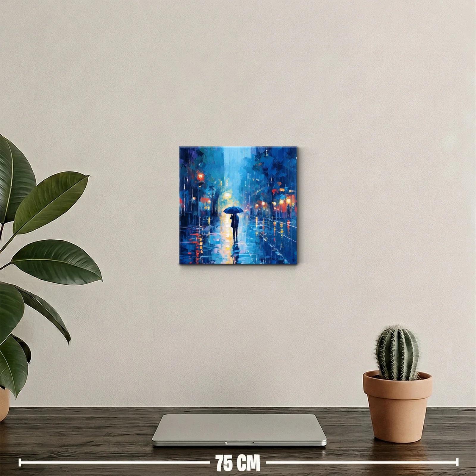 Camino bajo la lluvia con reflejos urbanos vibrantes — miniatura 2
