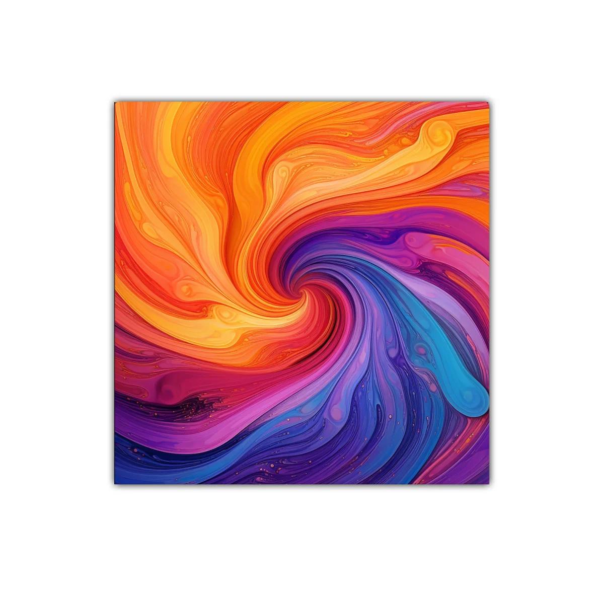 Cuadro abstracto con espiral de colores vibrantes y dinámicos