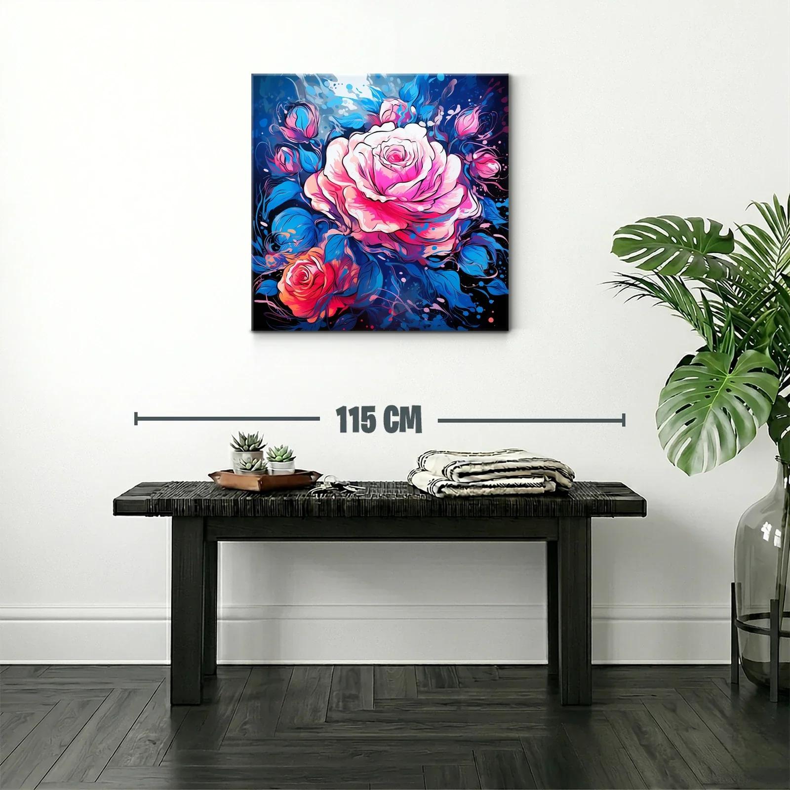 Rosas vibrantes con contrastes de azul intenso y rosa — miniatura 2