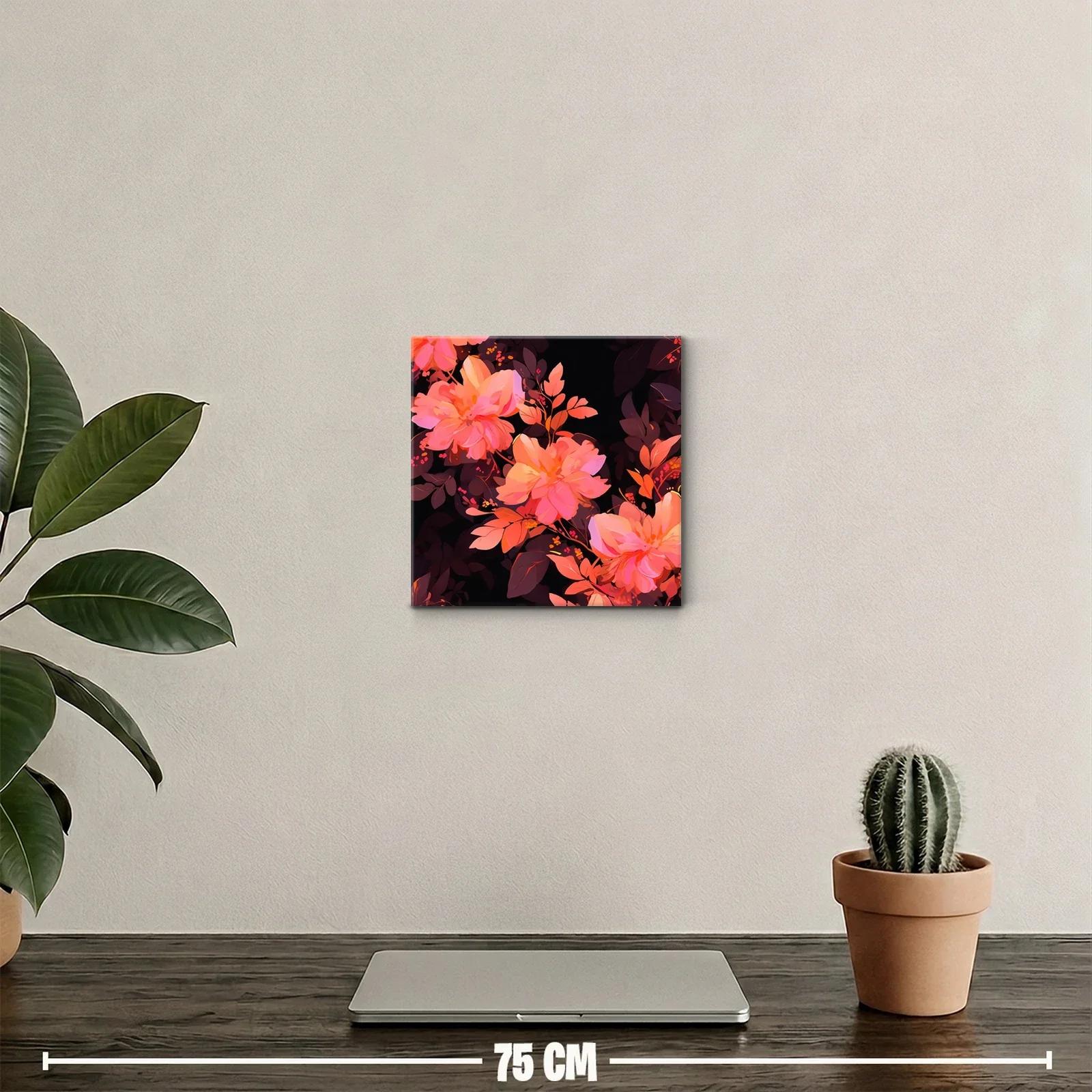 Cuadro decorativo con flores vibrantes en tonos cálidos — miniatura 2