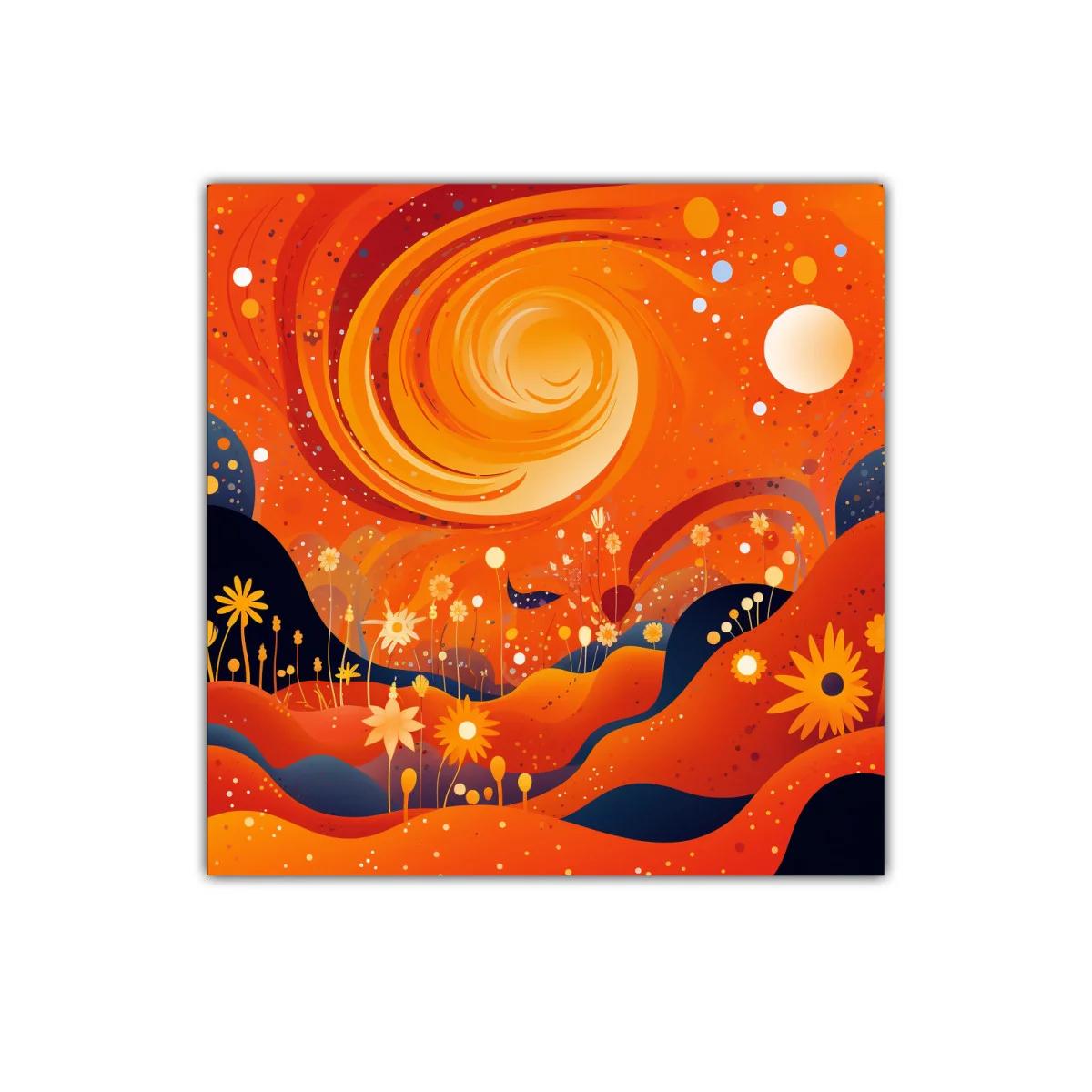 Cuadro decorativo con paisaje abstracto en tonos cálidos