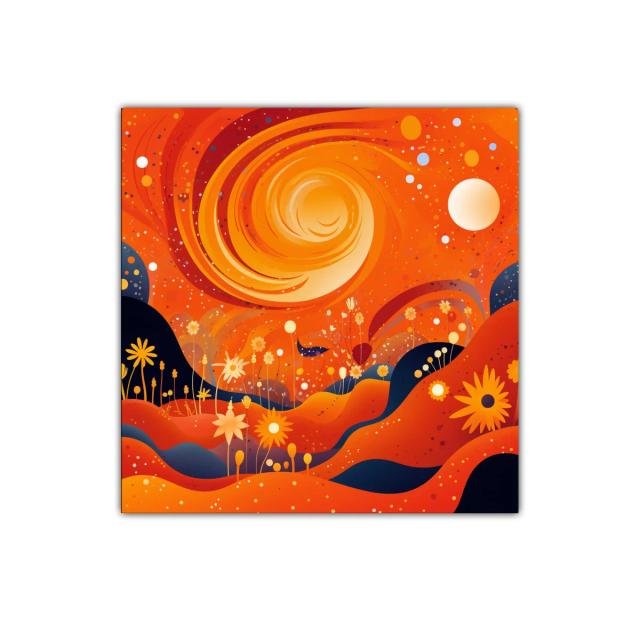 Cuadro decorativo con paisaje abstracto en tonos cálidos