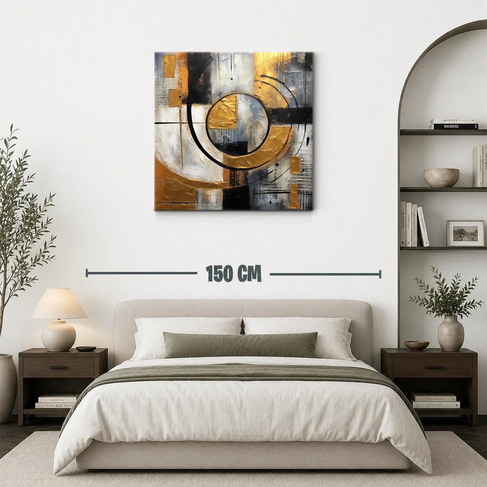 Composición abstracta con círculos y tonos dorados — miniatura 3