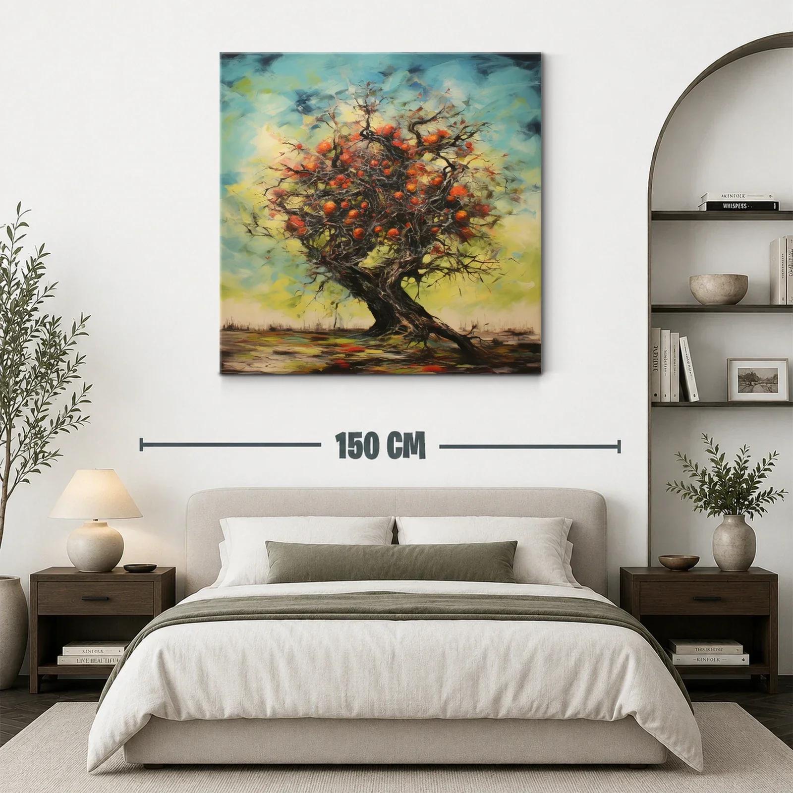Árbol frutal con vibrantes tonos de naranja y azul — miniatura 3