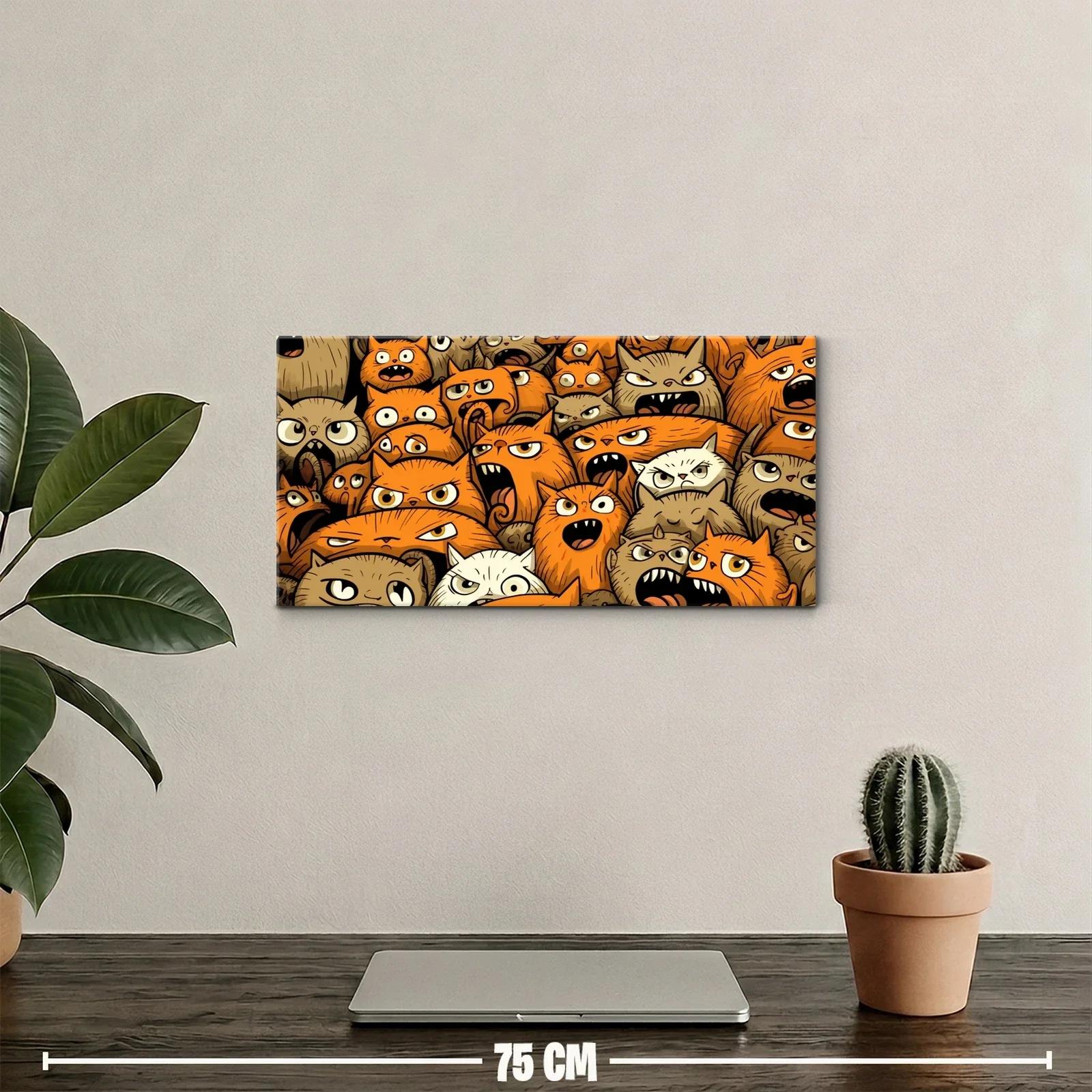 Cuadro multitud de gatos caricaturescos sin apenas espacio vacío — miniatura 2