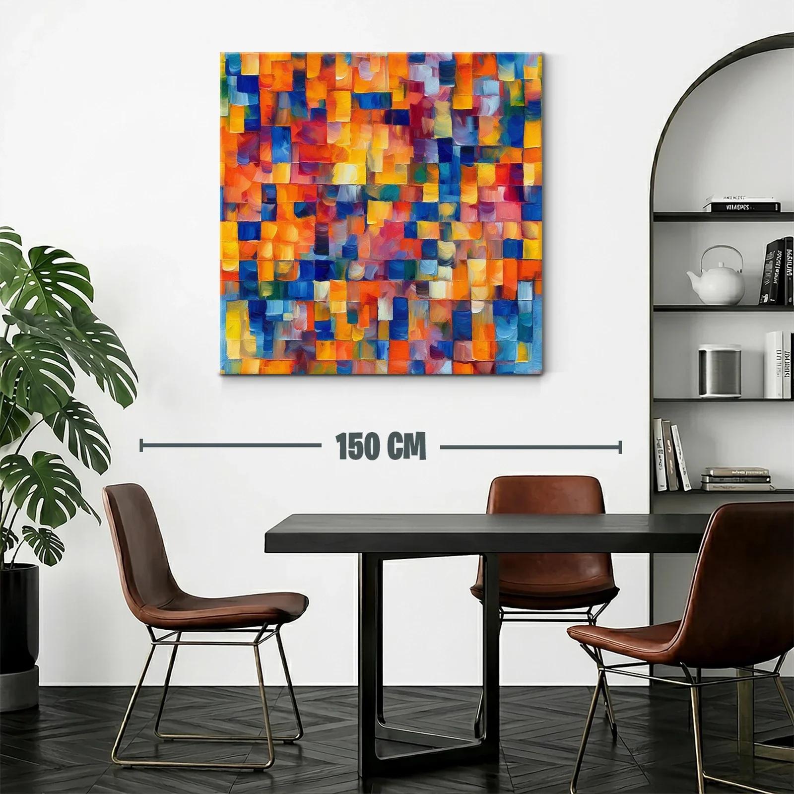 Cuadro abstracto con vibrantes tonos cálidos y fríos — miniatura 2
