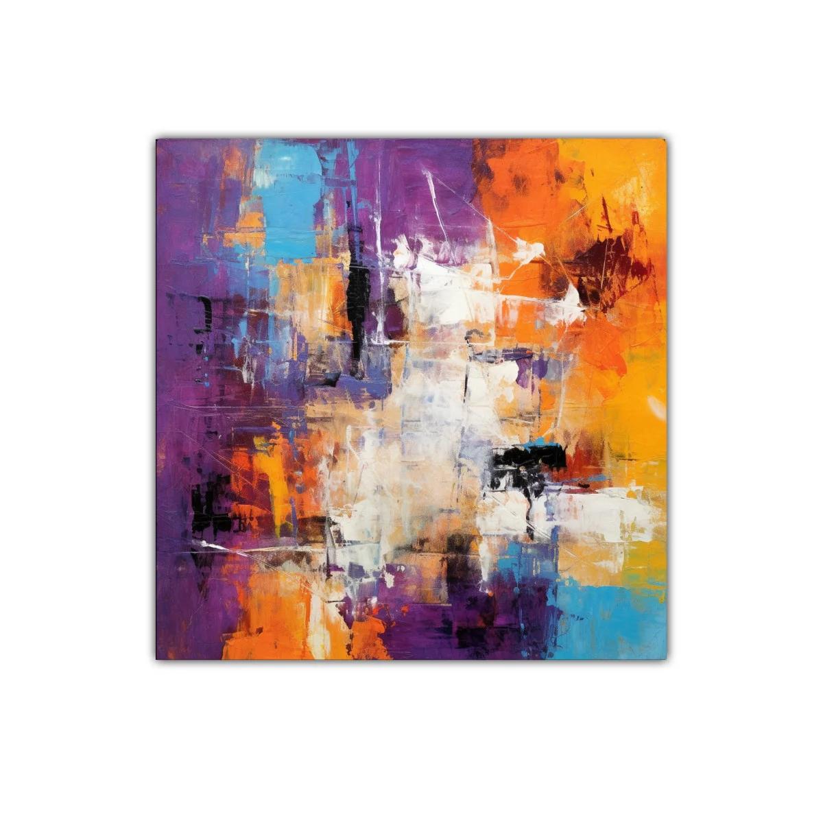 Cuadro abstracto con vibrantes tonos cálidos y fríos — miniatura 1