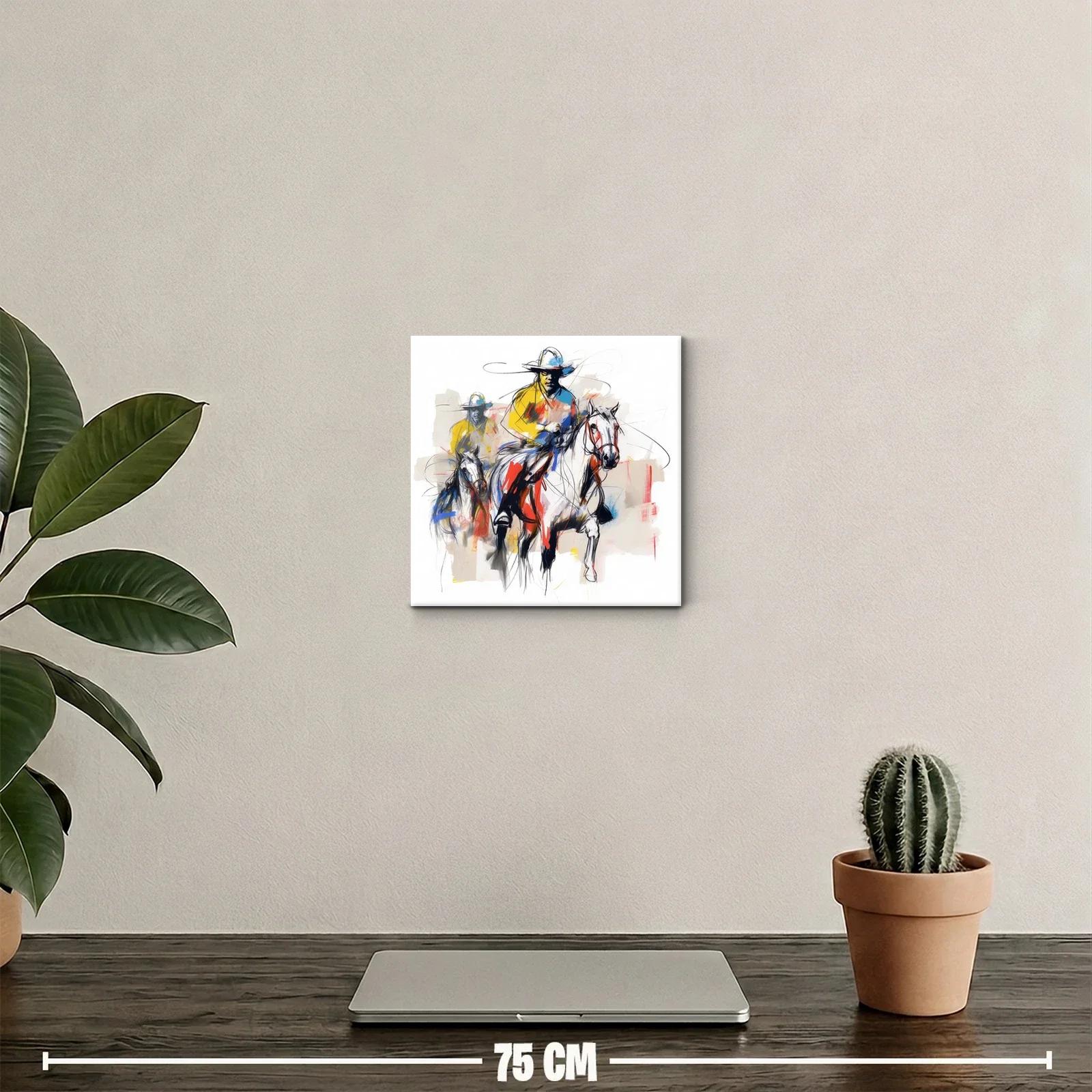 Dinamismo y color en jinete con caballos en movimiento — miniatura 2