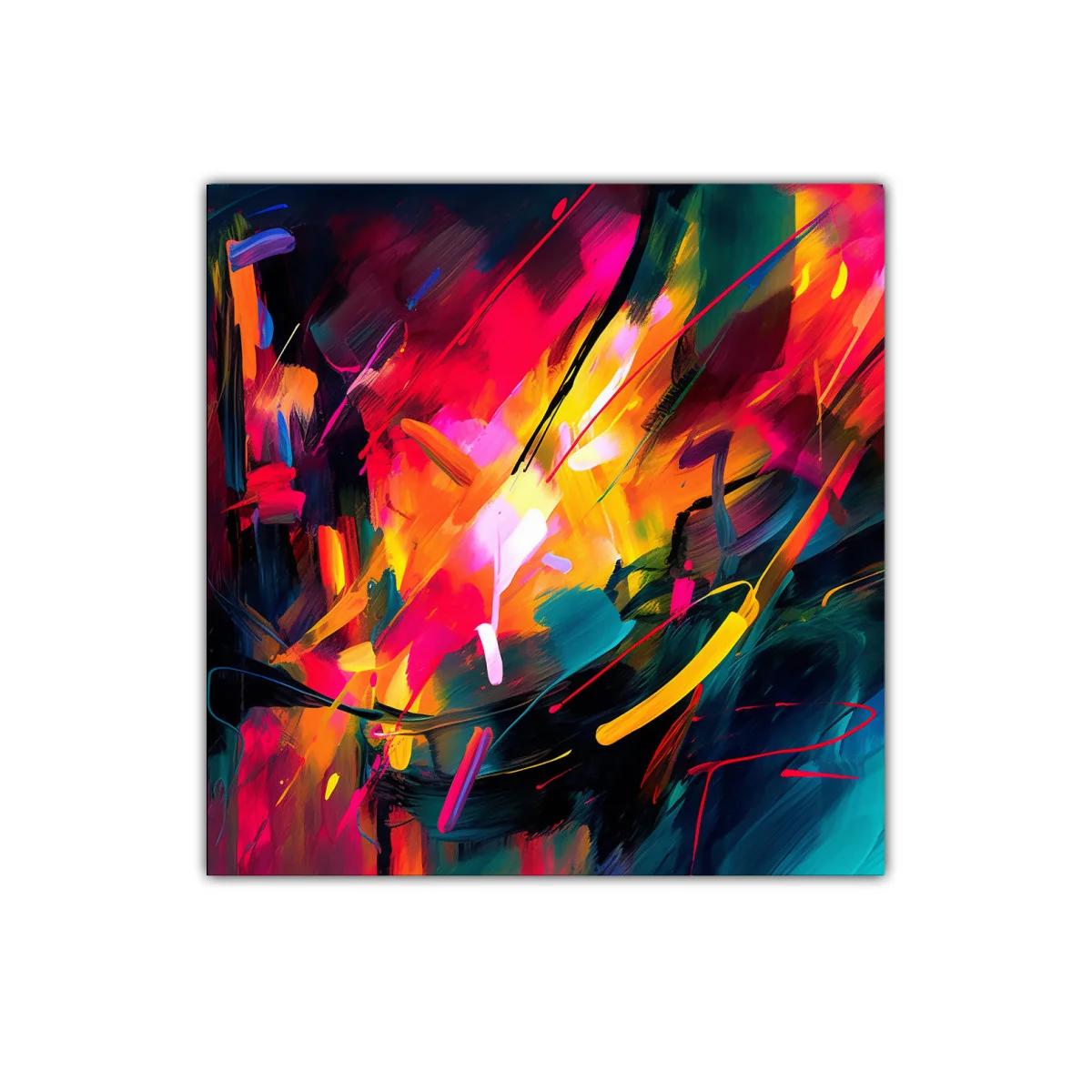 Cuadro abstracto con explosión de color vibrante y energía — miniatura 1